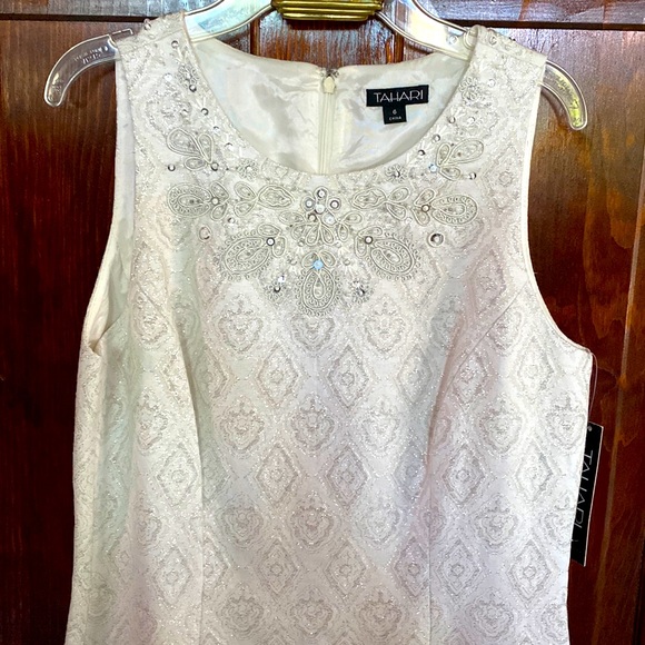 Tahari Dresses & Skirts - NWT , Tahari white Brocade design embroidered dress , 6